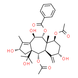 ChemSpider 2D Image | (2S,3aS,4S,4aR,6S,8S,8aS,9R,10R)-4,8-Diacetoxy-2,6,10-trihydroxy-3a-(2-hydroxy-2-propanyl)-1,8a-dimethyl-5-methylene-2,3,3a,4,4a,5,6,7,8,8a,9,10-dodecahydrobenzo[f]azulen-9-yl benzoate | C31H40O10
