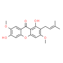 ChemSpider 2D Image | 1,6-Dihydroxy-3,7-dimethoxy-2-(3-methylbut-2-enyl)-xanthone | C20H20O6