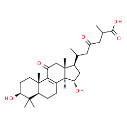 ChemSpider 2D Image | (3beta,15alpha,17alpha,20S)-3,15-Dihydroxy-11,23-dioxolanost-8-en-26-oic acid | C30H46O6