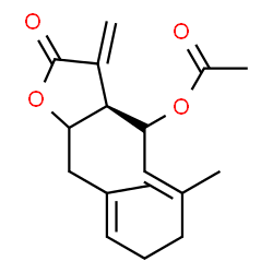 ChemSpider 2D Image | (3aR,5E,9E)-6,10-Dimethyl-3-methylene-2-oxo-2,3,3a,4,7,8,11,11a-octahydrocyclodeca[b]furan-4-yl acetate | C17H22O4