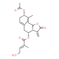ChemSpider 2D Image | (3aR,4R,6E,9S,10E)-9-Acetoxy-6,10-dimethyl-3-methylene-2-oxo-2,3,3a,4,5,8,9,11a-octahydrocyclodeca[b]furan-4-yl (2E)-4-hydroxy-2-methyl-2-butenoate | C22H28O7