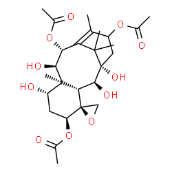 ChemSpider 2D Image | (2alpha,5alpha,7beta,9alpha,10beta)-1,2,7,9-Tetrahydroxy-4,20-epoxytax-11-ene-5,10,13-triyl triacetate | C26H38O11