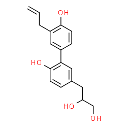 ChemSpider 2D Image | 3'-Allyl-5-(2,3-dihydroxypropyl)-2,4'-biphenyldiol | C18H20O4