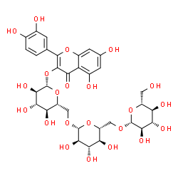 ChemSpider 2D Image | 2-(3,4-Dihydroxyphenyl)-5,7-dihydroxy-4-oxo-4H-chromen-3-yl beta-D-glucopyranosyl-(1->6)-beta-D-glucopyranosyl-(1->6)-beta-D-glucopyranoside | C33H40O22