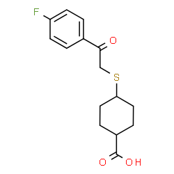 ChemSpider 2D Image | 4-{[2-(4-Fluorophenyl)-2-oxoethyl]sulfanyl}cyclohexanecarboxylic acid | C15H17FO3S