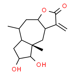 ChemSpider 2D Image | (4aS)-5,6-Dihydroxy-4a,8-dimethyl-3-methylenedecahydroazuleno[6,5-b]furan-2(3H)-one | C15H22O4