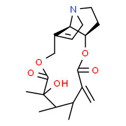 ChemSpider 2D Image | (14aR,14bR)-6-Hydroxy-4,5,6-trimethyl-3-methylene-3,4,5,6,9,11,13,14,14a,14b-decahydro[1,6]dioxacyclododecino[2,3,4-gh]pyrrolizine-2,7-dione | C18H25NO5