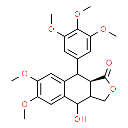 ChemSpider 2D Image | (9aR)-4-Hydroxy-6,7-dimethoxy-9-(3,4,5-trimethoxyphenyl)-3a,4,9,9a-tetrahydronaphtho[2,3-c]furan-1(3H)-one | C23H26O8