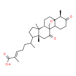 ChemSpider 2D Image | (2E)-2-Methyl-6-[(1R,4S,9R,17R)-5,9,17-trimethyl-11,16-dioxo-18-oxapentacyclo[10.5.2.0~1,13~.0~4,12~.0~5,9~]nonadec-8-yl]-2-heptenoic acid | C29H42O5