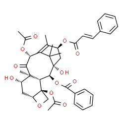 ChemSpider 2D Image | (2alpha,5beta,7beta,10beta,13alpha)-4,10-Diacetoxy-1,7-dihydroxy-9-oxo-13-{[(2E)-3-phenyl-2-propenoyl]oxy}-5,20-epoxytax-11-en-2-yl benzoate | C40H44O12