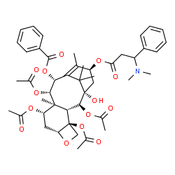 ChemSpider 2D Image | (2alpha,5beta,7beta,9beta,10beta,13alpha)-2,4,7,9-Tetraacetoxy-13-{[3-(dimethylamino)-3-phenylpropanoyl]oxy}-1-hydroxy-5,20-epoxytax-11-en-10-yl benzoate | C46H57NO14