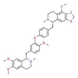 ChemSpider 2D Image | (5S)-5-[4-(5-{[(1S)-6,7-Dimethoxy-2-methyl-1,2,3,4-tetrahydro-1-isoquinolinyl]methyl}-2-methoxyphenoxy)benzyl]-9-methoxy-6-methyl-5,6,7,8-tetrahydro[1,3]dioxolo[4,5-g]isoquinoline | C39H44N2O7