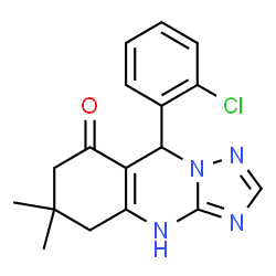 ChemSpider 2D Image | 9-(2-Chlorophenyl)-6,6-dimethyl-5,6,7,9-tetrahydro[1,2,4]triazolo[5,1-b]quinazolin-8(1H)-one | C17H17ClN4O