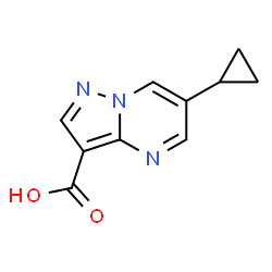 ChemSpider 2D Image | 6-Cyclopropylpyrazolo[1,5-a]pyrimidine-3-carboxylic acid | C10H9N3O2