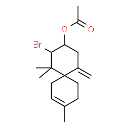 ChemSpider 2D Image | 2-bromo-1,1,9-trimethyl-5-methylenespiro(5.5)undec-8-en-3-yl acetate | C17H25BrO2