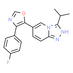 ChemSpider 2D Image | 6-[4-(4-Fluorophenyl)-1,3-oxazol-5-yl]-3-isopropyl-2H-[1,2,4]triazolo[4,3-a]pyridin-4-ium | C18H16FN4O