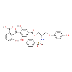 ChemSpider 2D Image | 2-[2,6-Dihydroxy-4-({3-(4-hydroxyphenoxy)-2-[(phenylsulfonyl)amino]propoxy}carbonyl)benzoyl]-3-hydroxybenzoic acid | C30H25NO12S