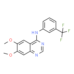 ChemSpider 2D Image | 6,7-dimethoxy-N-(3-(trifluoromethyl)phenyl)quinazolin-4-amine | C17H14F3N3O2