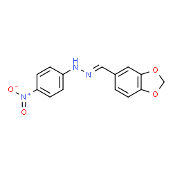 ChemSpider 2D Image | (1E)-1-(1,3-Benzodioxol-5-ylmethylene)-2-(4-nitrophenyl)hydrazine | C14H11N3O4