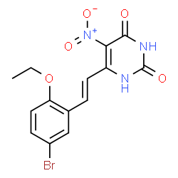 ChemSpider 2D Image | 6-[(E)-2-(5-Bromo-2-ethoxyphenyl)vinyl]-5-nitro-2,4(1H,3H)-pyrimidinedione | C14H12BrN3O5
