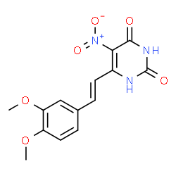 ChemSpider 2D Image | 6-[(E)-2-(3,4-Dimethoxyphenyl)vinyl]-5-nitro-2,4(1H,3H)-pyrimidinedione | C14H13N3O6