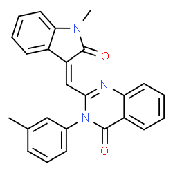 ChemSpider 2D Image | 2-[(Z)-(1-Methyl-2-oxo-1,2-dihydro-3H-indol-3-ylidene)methyl]-3-(3-methylphenyl)-4(3H)-quinazolinone | C25H19N3O2