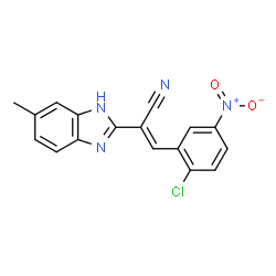 ChemSpider 2D Image | (2E)-3-(2-Chloro-5-nitrophenyl)-2-(6-methyl-1H-benzimidazol-2-yl)acrylonitrile | C17H11ClN4O2