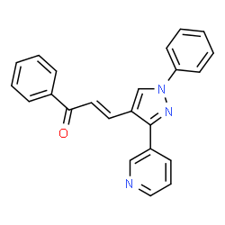 ChemSpider 2D Image | (2E)-1-Phenyl-3-[1-phenyl-3-(3-pyridinyl)-1H-pyrazol-4-yl]-2-propen-1-one | C23H17N3O