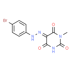 ChemSpider 2D Image | (5E)-5-[(4-Bromophenyl)hydrazono]-1-methyl-2,4,6(1H,3H,5H)-pyrimidinetrione | C11H9BrN4O3