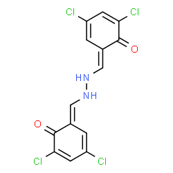 ChemSpider 2D Image | (6E,6'E)-6,6'-[1,2-Hydrazinediyldi(E)methylylidene]bis(2,4-dichloro-2,4-cyclohexadien-1-one) | C14H8Cl4N2O2