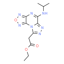 ChemSpider 2D Image | Ethyl [5-(isopropylamino)[1,2,5]oxadiazolo[3,4-e][1,2,4]triazolo[4,3-a]pyrazin-8-yl]acetate | C12H15N7O3