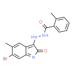 ChemSpider 2D Image | N'-(6-Bromo-5-methyl-2-oxo-2H-indol-3-yl)-2-methylbenzohydrazide | C17H14BrN3O2