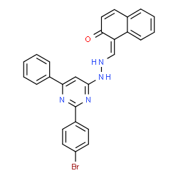 ChemSpider 2D Image | (1Z)-1-({2-[2-(4-Bromophenyl)-6-phenyl-4-pyrimidinyl]hydrazino}methylene)-2(1H)-naphthalenone | C27H19BrN4O