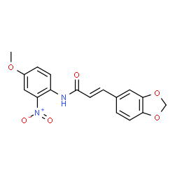ChemSpider 2D Image | (2E)-3-(1,3-Benzodioxol-5-yl)-N-(4-methoxy-2-nitrophenyl)acrylamide | C17H14N2O6