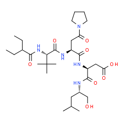 ChemSpider 2D Image | (3S)-3-{[(2S)-2-({(2S)-2-[(2-ethylbutanoyl)amino]-3,3-dimethylbutanoyl}amino)-4-oxo-4-(pyrrolidin-1-yl)butanoyl]amino}-4-{[(2S)-1-hydroxy-4-methylpentan-2-yl]amino}-4-oxobutanoic acid (non-preferred name) | C30H53N5O8
