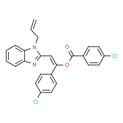 ChemSpider 2D Image | (E)-2-(1-Allyl-1H-benzimidazol-2-yl)-1-(4-chlorophenyl)vinyl 4-chlorobenzoate | C25H18Cl2N2O2