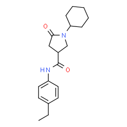 ChemSpider 2D Image | 1-Cyclohexyl-N-(4-ethylphenyl)-5-oxo-3-pyrrolidinecarboxamide | C19H26N2O2