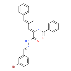 ChemSpider 2D Image | N-{(2Z,4E)-1-[(2E)-2-(3-Bromobenzylidene)hydrazino]-4-methyl-1-oxo-5-phenyl-2,4-pentadien-2-yl}benzamide | C26H22BrN3O2