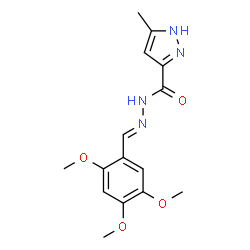 ChemSpider 2D Image | 3-Methyl-N'-[(E)-(2,4,5-trimethoxyphenyl)methylene]-1H-pyrazole-5-carbohydrazide | C15H18N4O4
