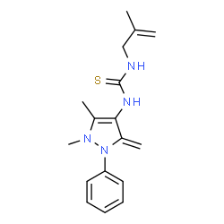 ChemSpider 2D Image | 1-(1,5-Dimethyl-3-methylene-2-phenyl-2,3-dihydro-1H-pyrazol-4-yl)-3-(2-methyl-2-propen-1-yl)thiourea | C17H22N4S