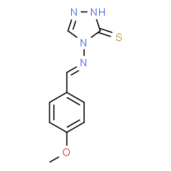 ChemSpider 2D Image | 4-{[(E)-(4-Methoxyphenyl)methylene]amino}-4H-1,2,4-triazole-3-thiol | C10H10N4OS