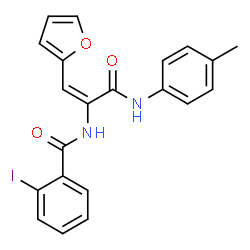 ChemSpider 2D Image | N-{(1E)-1-(2-Furyl)-3-[(4-methylphenyl)amino]-3-oxo-1-propen-2-yl}-2-iodobenzamide | C21H17IN2O3