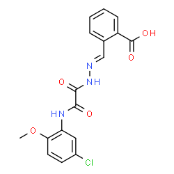 ChemSpider 2D Image | 2-[(E)-({[(5-Chloro-2-methoxyphenyl)amino](oxo)acetyl}hydrazono)methyl]benzoic acid | C17H14ClN3O5
