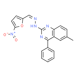 ChemSpider 2D Image | 6-Methyl-2-{(2Z)-2-[(5-nitro-2-furyl)methylene]hydrazino}-4-phenylquinazoline | C20H15N5O3