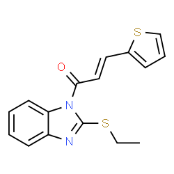 ChemSpider 2D Image | (2E)-1-[2-(Ethylsulfanyl)-1H-benzimidazol-1-yl]-3-(2-thienyl)-2-propen-1-one | C16H14N2OS2
