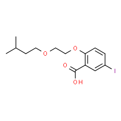 ChemSpider 2D Image | 5-Iodo-2-[2-(3-methylbutoxy)ethoxy]benzoic acid | C14H19IO4