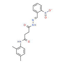 ChemSpider 2D Image | N-(2,4-Dimethylphenyl)-4-[(2E)-2-(2-nitrobenzylidene)hydrazino]-4-oxobutanamide | C19H20N4O4
