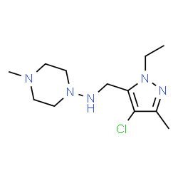 ChemSpider 2D Image | N-[(4-Chloro-1-ethyl-3-methyl-1H-pyrazol-5-yl)methyl]-4-methyl-1-piperazinamine | C12H22ClN5