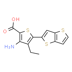 ChemSpider 2D Image | 3-Amino-4-ethyl-5-(thieno[3,2-b]thiophen-2-yl)-2-thiophenecarboxylic acid | C13H11NO2S3