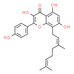 ChemSpider 2D Image | 8-[(2Z)-3,7-Dimethyl-2,6-octadien-1-yl]-3,5,7-trihydroxy-2-(4-hydroxyphenyl)-4H-chromen-4-one | C25H26O6